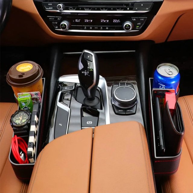 Car Seat Gap Filler Organizer with Cup Holders and Storage Pockets - Image 3