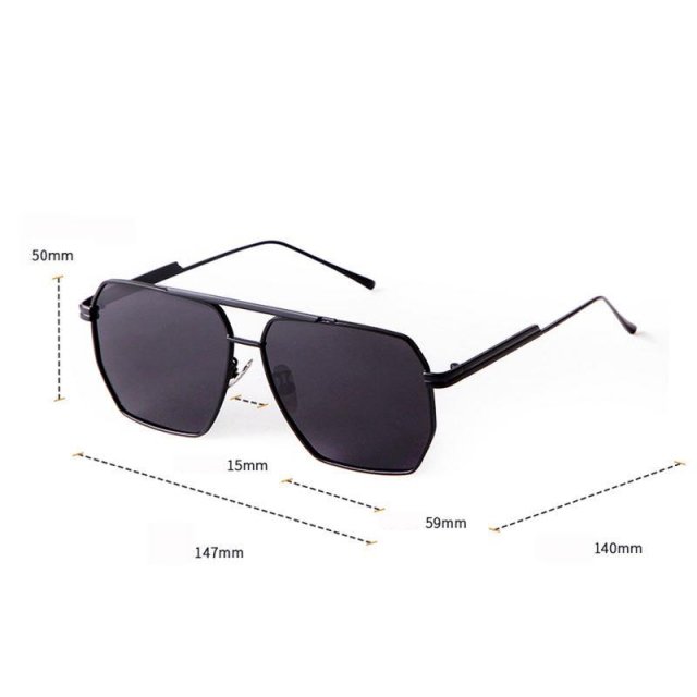 Retro Metal Oversized Polarized Square Sunglasses - Image 5