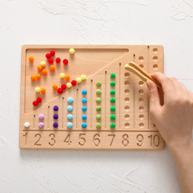 Double-Sided Wooden Montessori Letter Tracing and Counting Board - Image 3