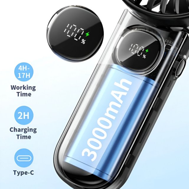 Foldable Portable Handheld Fan with LED Display - Image 4