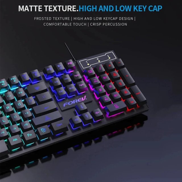 Wired RGB Backlit Gaming & Office Keyboard Mouse Set - Image 3
