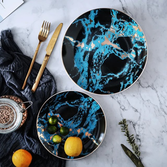 8/10 Inch Marble Ceramic Dinner Plates - Image 3