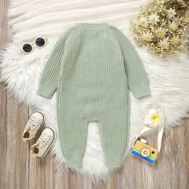 Knitted Romper with Cute Hedgehog Embroidery - Image 3