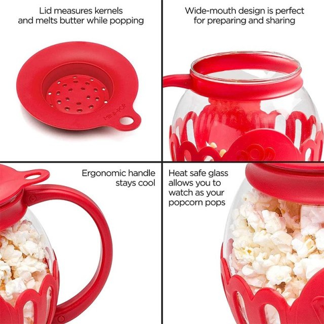 Microwave Glass Popcorn Popper with Silicone Lid - Image 4