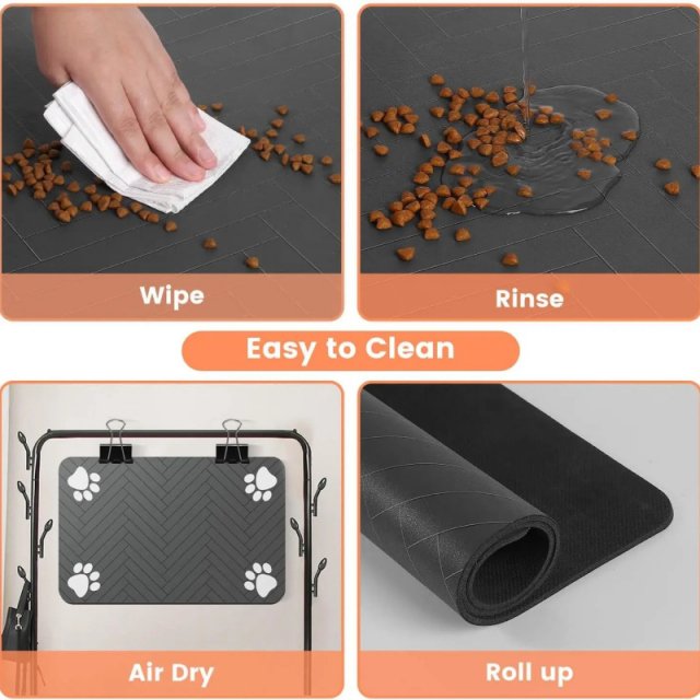 Absorbent Pet Feeding Mat with Waterproof Rubber Backing - Image 2