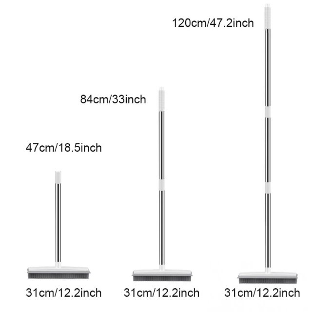 Rubber Broom and Carpet Rake with Squeegee for Pet Hair Removal - Image 6