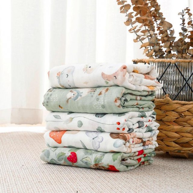 Soft Bamboo Cotton Muslin Swaddle Blanket - Image 3