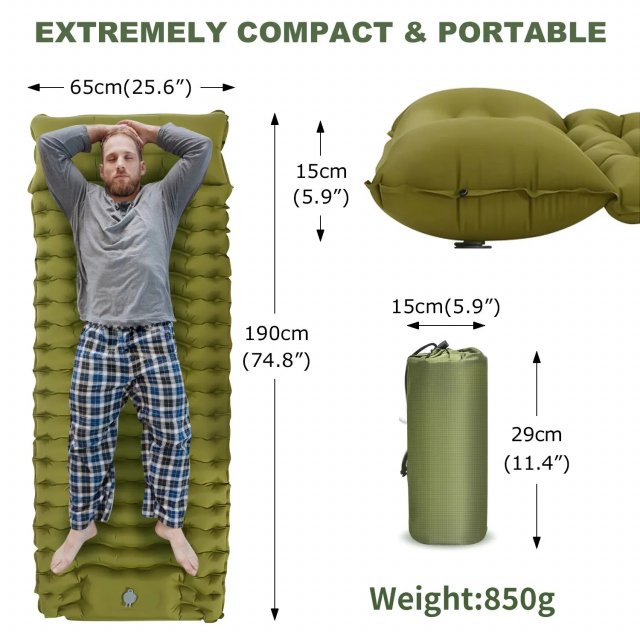 Thick Inflatable Camping Mattress with Built-in Pillow and Pump - Image 7