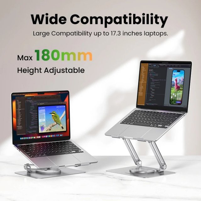 Foldable Aluminum Laptop Stand with 360° Rotation and Dual Shaft Design - Image 4