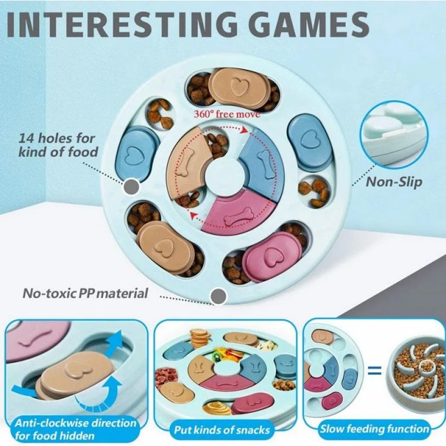 Interactive Dog Slow Feeder Bowl - Puzzle Toy - Image 3