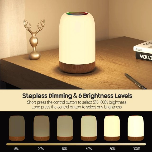 Touch Dimmable Bedside Lamp with 256 RGB Colors & Timer Function - Image 2