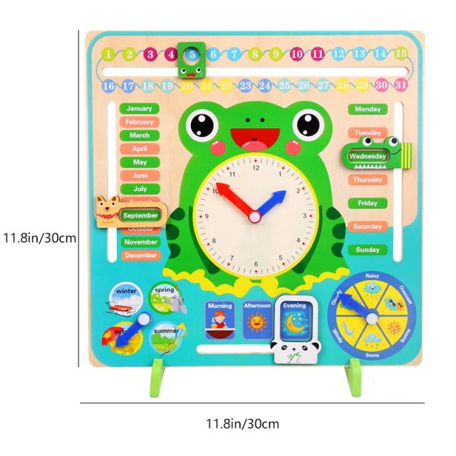 Montessori Wooden Learning Clock & Weather Calendar for Kids - Image 6