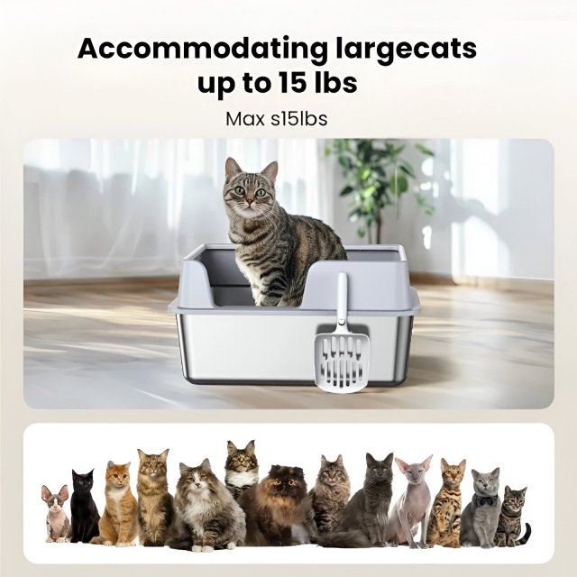 Stainless Steel Cat Litter Box with Lid - Image 4