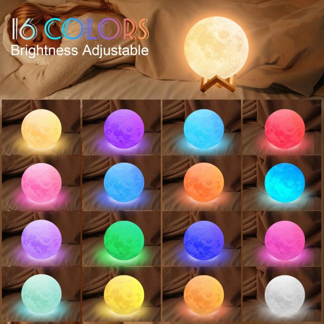 5.9 Inch LED Moon Lamp 3D Rechargeable Night Light with Remote & Touch Control - Image 5