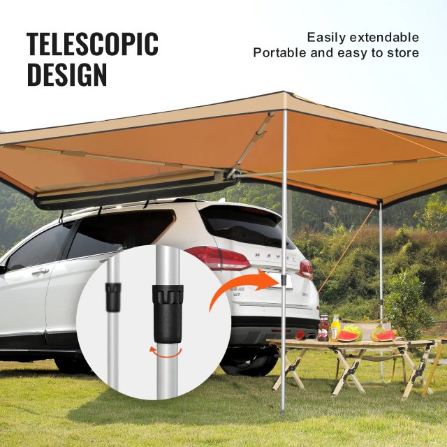 Retractable 270° Car Side Awning UV50+ Waterproof Shelter - Image 3