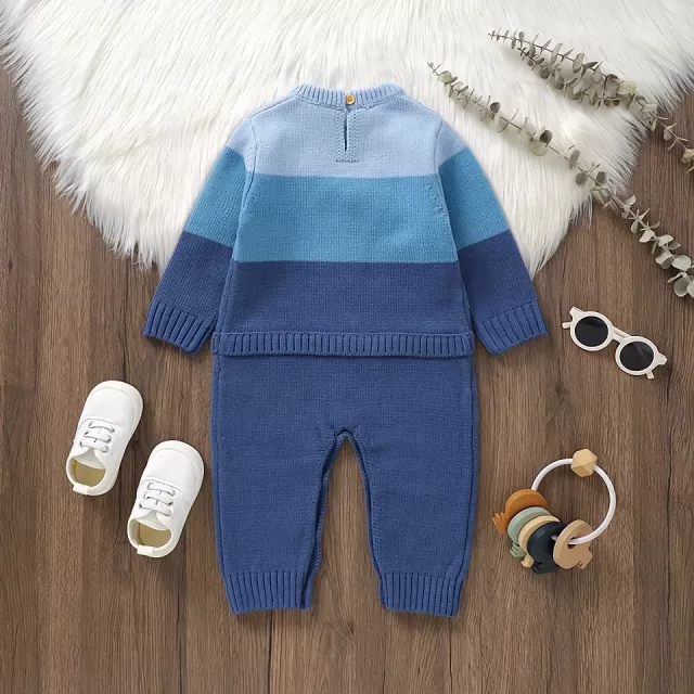 Striped Baby Romper with Cute Bear Design - Newborn Jumpsuit 0-18M - Image 3