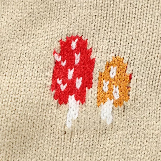 Knitted Baby Romper with Embroidered Mushroom Design - Unisex 0-18M - Image 6