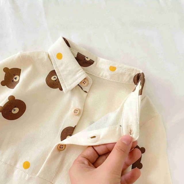 Unisex Baby Rompers Long Sleeve - Cute Bear Design, 100% Cotton - Image 5