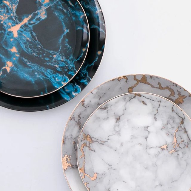8/10 Inch Marble Ceramic Dinner Plates - Image 4
