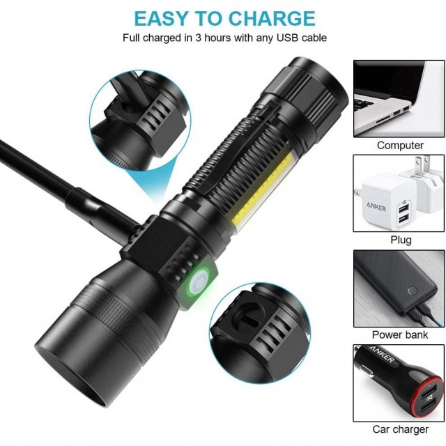 3-in-1 UV Black Light & Strong Beam Rechargeable Flashlight - Image 4