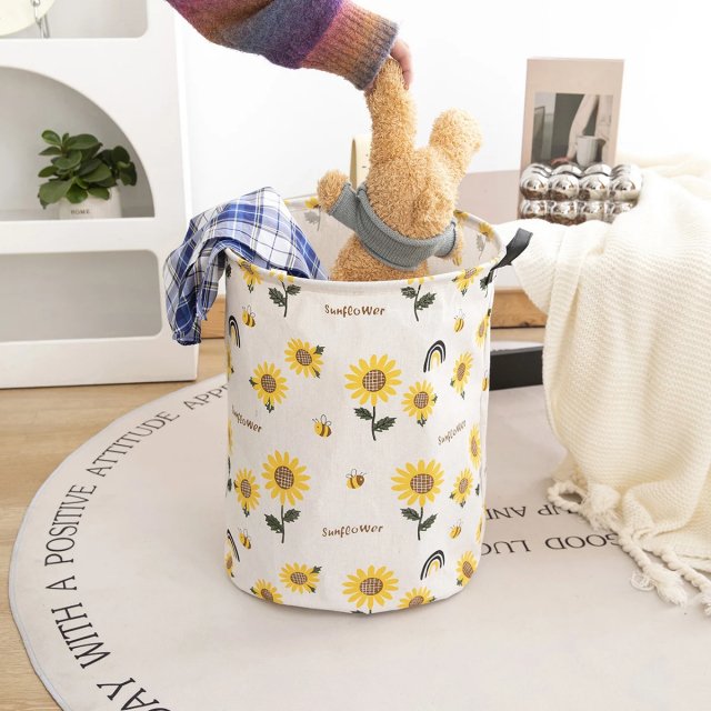 Country Style Sunflower Foldable Storage Basket - Image 7