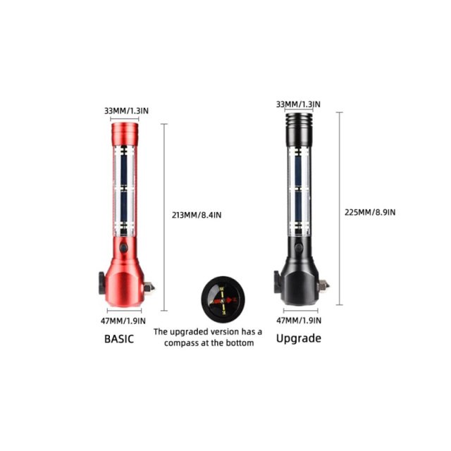 Multifunctional Emergency Flashlight with Car Safety Hammer and Solar Charging - Image 7
