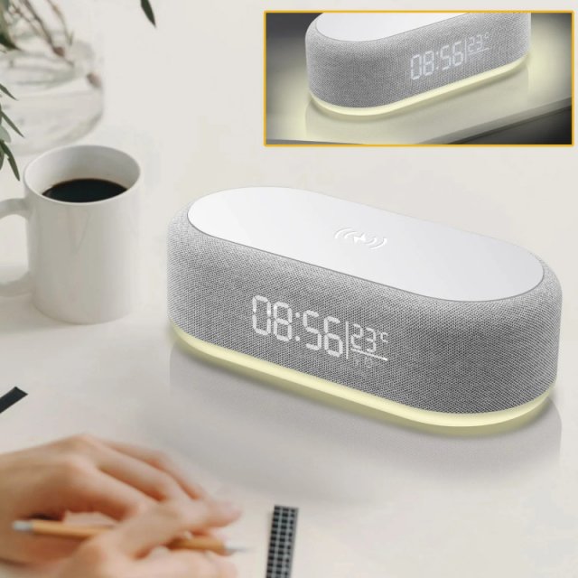 Fast Wireless Charger Alarm Clock with LED Light & Thermometer - Image 6
