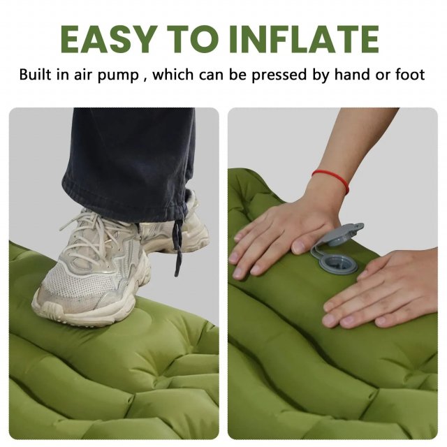 Thick Inflatable Camping Mattress with Built-in Pillow and Pump - Image 3