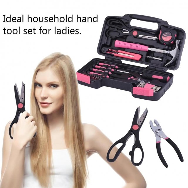 39-Piece Pink Household Tool Kit – Perfect for Home, Office, Garage & Dorm Use - Image 5