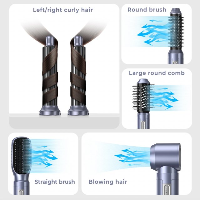 6-in-1 Detachable Hair Dryer Brush & Styling Tool – High-Speed Ionic Blow Dryer & Curle - Image 4