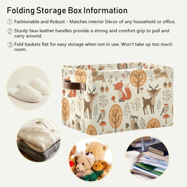 Autumn Forest Animal Cartoon Storage Basket - Image 3