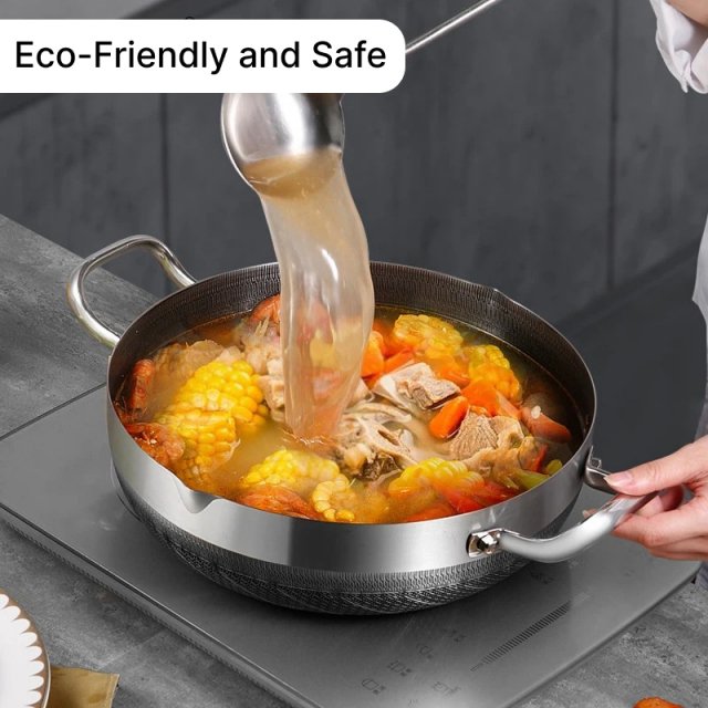 Stainless Steel Non-Stick Frying Pan with Lid - Image 2