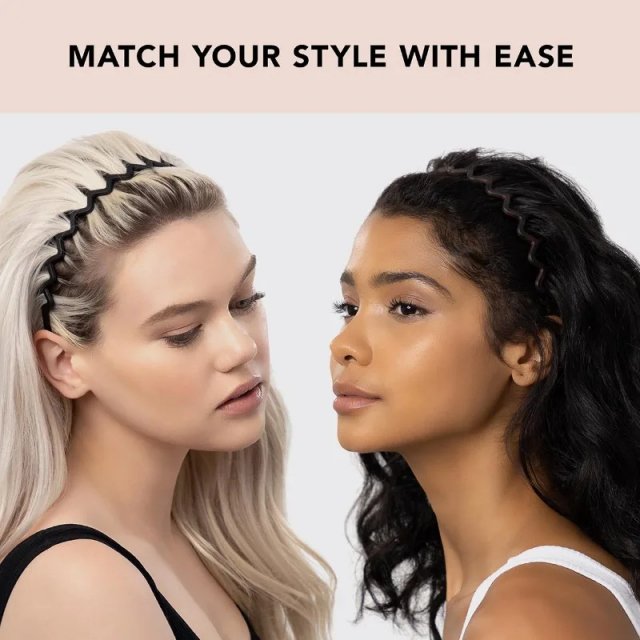 Classic Wavy 90s Hairbands | Set of 2 Recycled Plastic Headbands with Teeth - Image 3