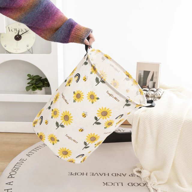 Country Style Sunflower Foldable Storage Basket - Image 6