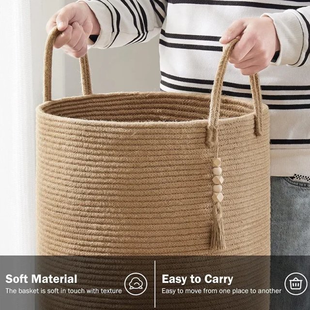 Large 15x20 inch Woven Laundry & Storage Basket - Image 3