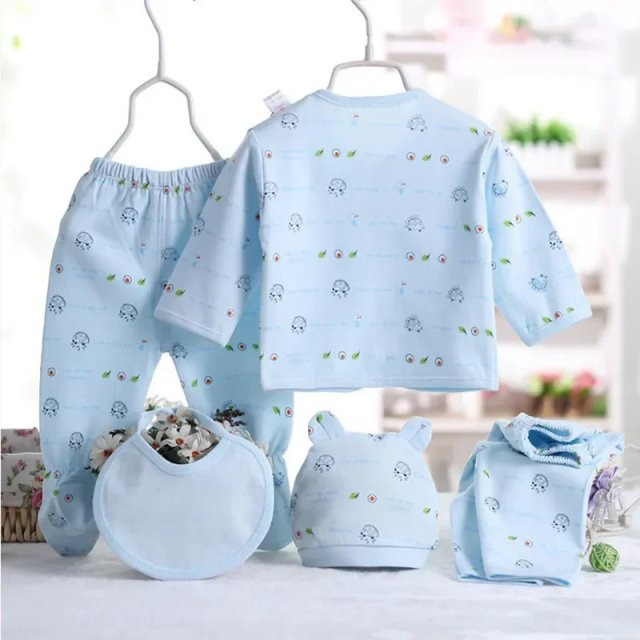 0-3 Months Baby Clothing Set - 5PCS Newborn Cotton Outfit for Boys & Girls - Image 3