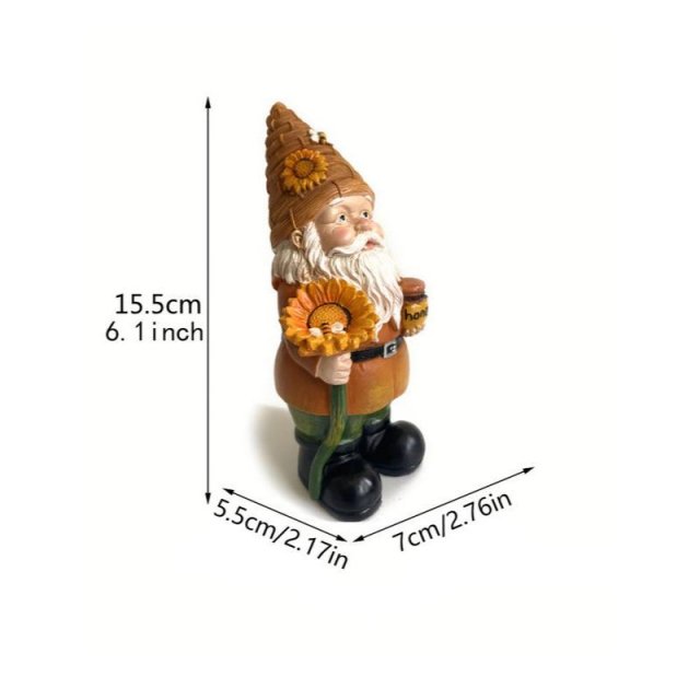 Charming Sunflower Gnome Resin Garden Statue - Beekeeper Decor - Image 6