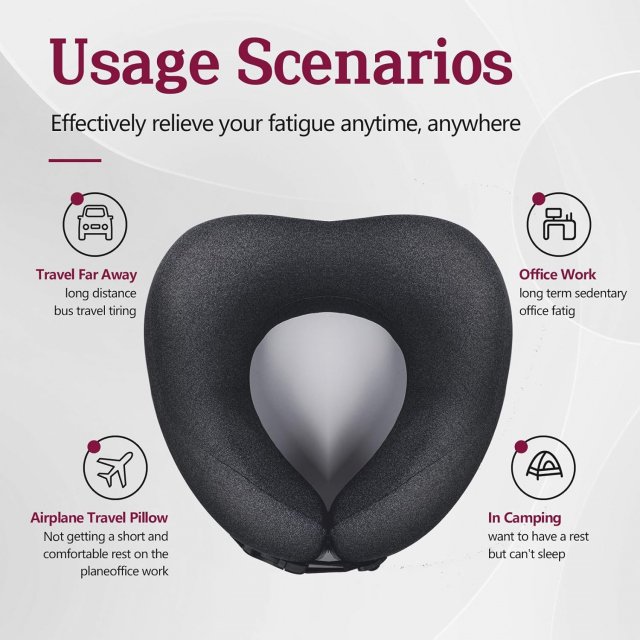 Adjustable Memory Foam U-Shaped Travel Neck Pillow - Image 4