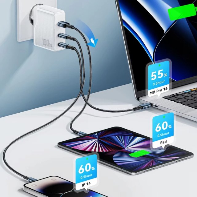 100W GaN USB Type C Fast Charger for MacBook, Tablets, and Phones - Image 6