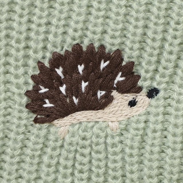 Knitted Romper with Cute Hedgehog Embroidery - Image 5