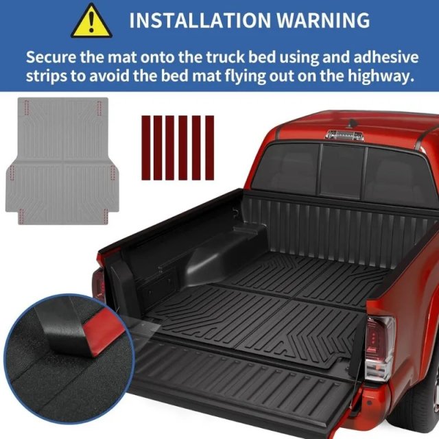 5ft Rubber Truck Bed Mat Liner for 2020-2023 Jeep Gladiator JT - Image 2