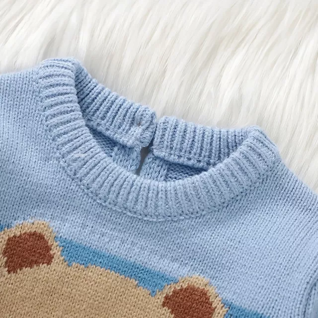 Striped Baby Romper with Cute Bear Design - Newborn Jumpsuit 0-18M - Image 4