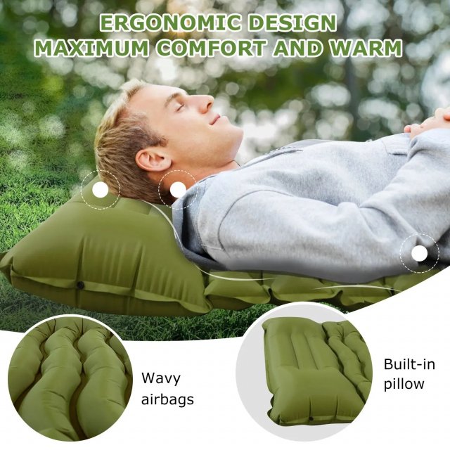 Thick Inflatable Camping Mattress with Built-in Pillow and Pump - Image 5