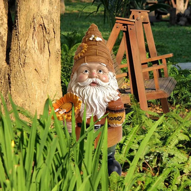 Charming Sunflower Gnome Resin Garden Statue - Beekeeper Decor - Image 3