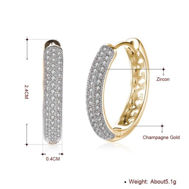 18K Gold Plated Sterling Silver Zircon Hoop Earrings - Image 5