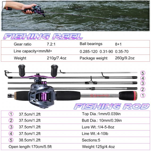 Premium 5.6ft Carbon Fiber Fishing Rod and Baitcasting Reel Combo - Image 9