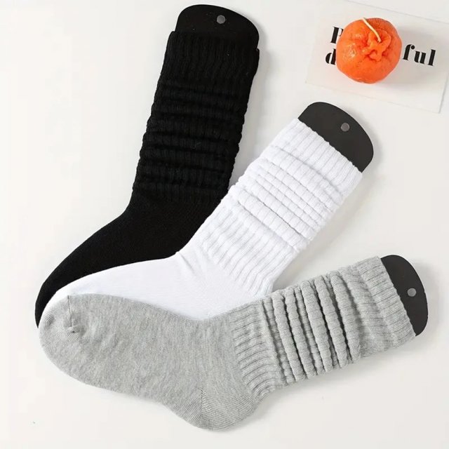 3 Pairs Women's Pleated Mid-Length Bubble Socks - Image 3
