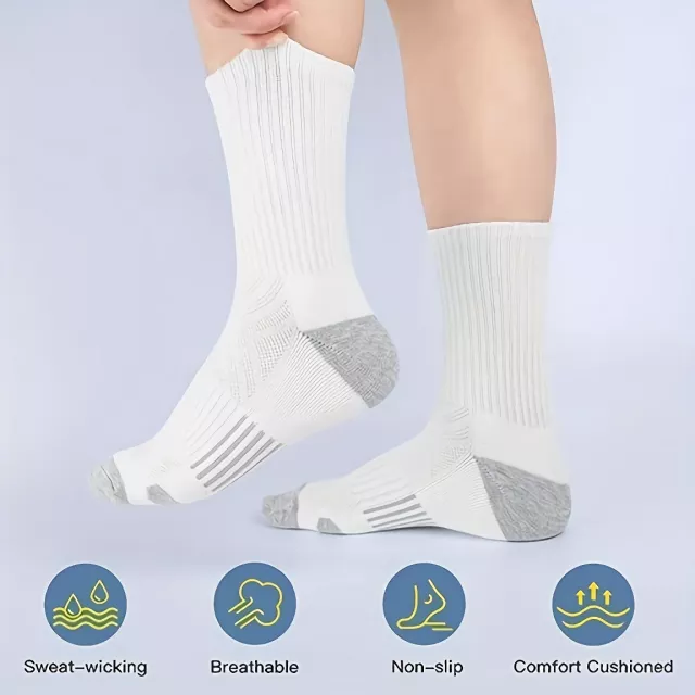 6 Pairs Sports Socks - Breathable Mid-Calf Outdoor Running Socks - Image 3