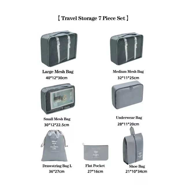 7-Piece Travel Organizer Set - Packing Cubes for Luggage and Clothes - Image 7