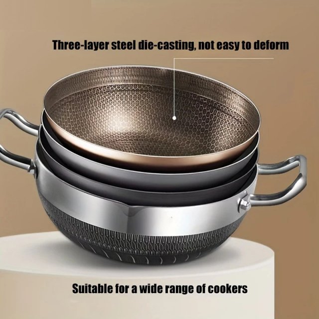 Stainless Steel Non-Stick Frying Pan with Lid - Image 5